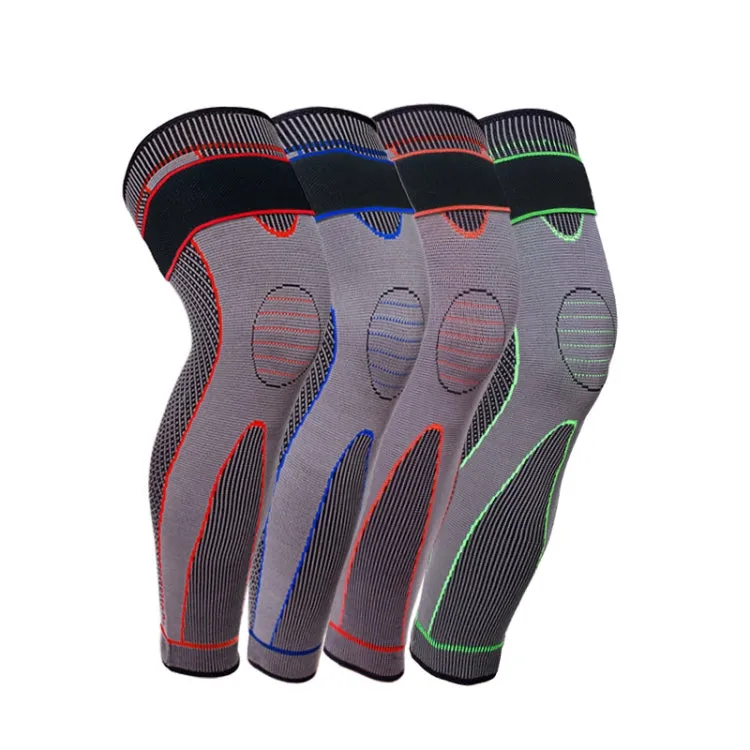 Nylon Knitted Riding Sports Extended Knee Pads, Size: M(Green Pressurized Anti-slip)