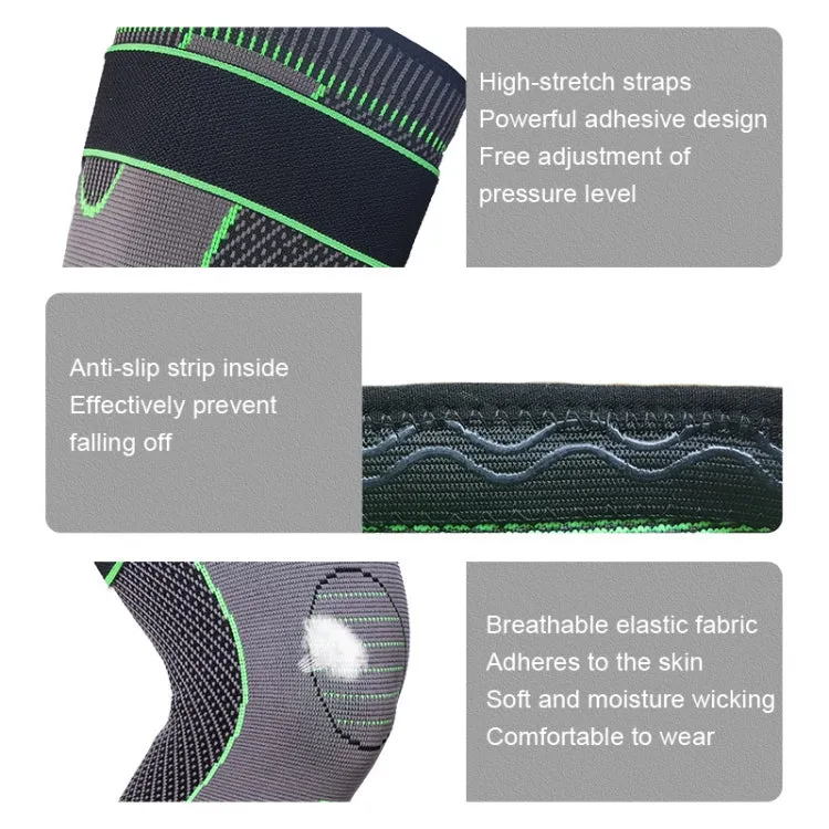 Nylon Knitted Riding Sports Extended Knee Pads, Size: M(Green Pressurized Anti-slip)