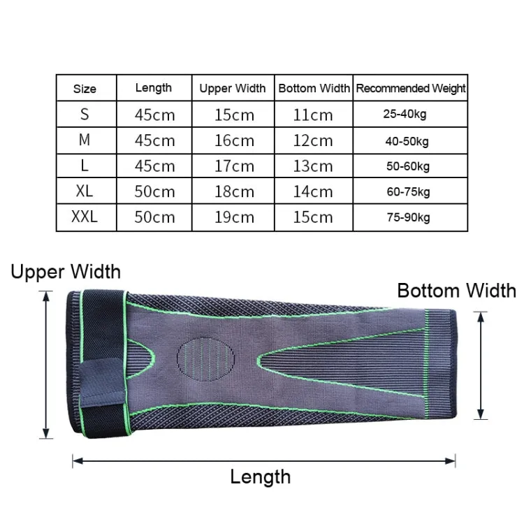 Nylon Knitted Riding Sports Extended Knee Pads, Size: M(Green Pressurized)