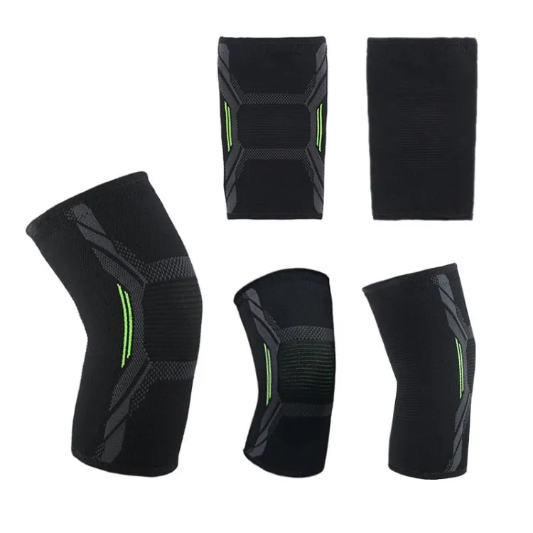 Nylon Sports Protective Gear Four-Way Stretch Knit Knee Pads, Size: M(Black White)