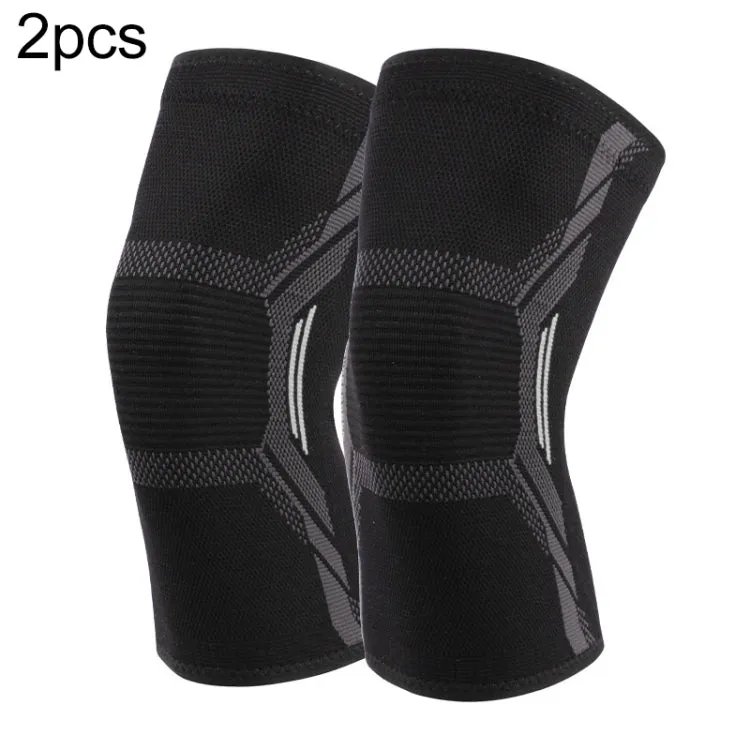 Nylon Sports Protective Gear Four-Way Stretch Knit Knee Pads, Size: M(Black White)