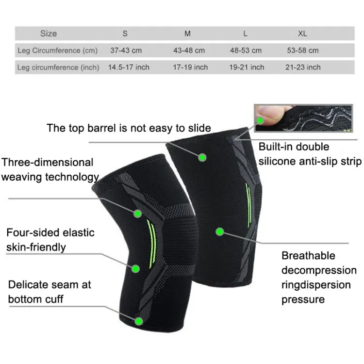 Nylon Sports Protective Gear Four-Way Stretch Knit Knee Pads, Size: M(Black White)