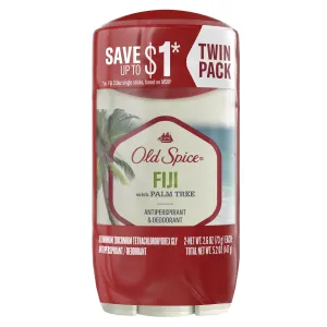 Old Spice Antiperspirant Deodorant for Men Fiji, 2.6 oz Twin Pack