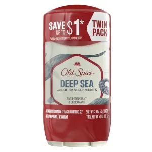 Old Spice Men's Antiperspirant Deodorant Deep Sea with Ocean Elements, 2.6 oz Twin Pack