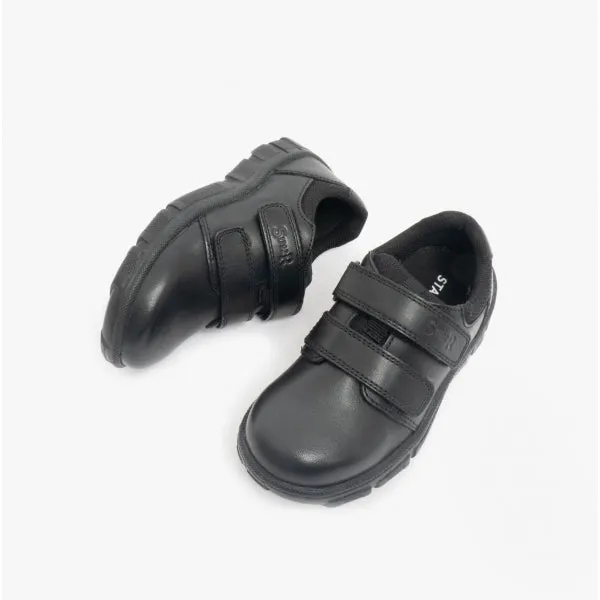 ORIGIN Boys Leather Double Strap School Shoes Black