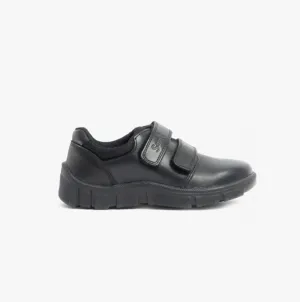 ORIGIN Boys Leather Double Strap School Shoes Black