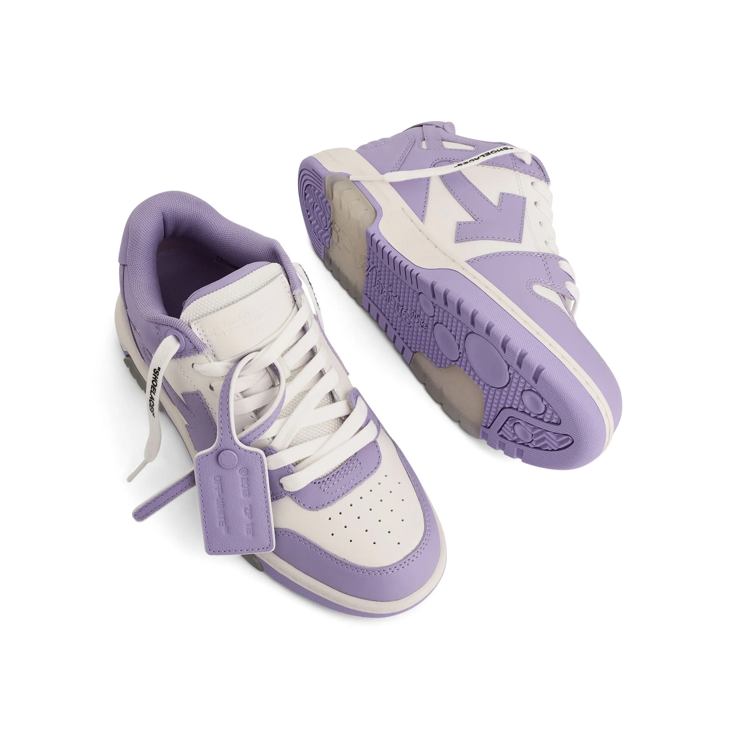 Out of Office Calf Leather Sneakers in White/Lilac Purple