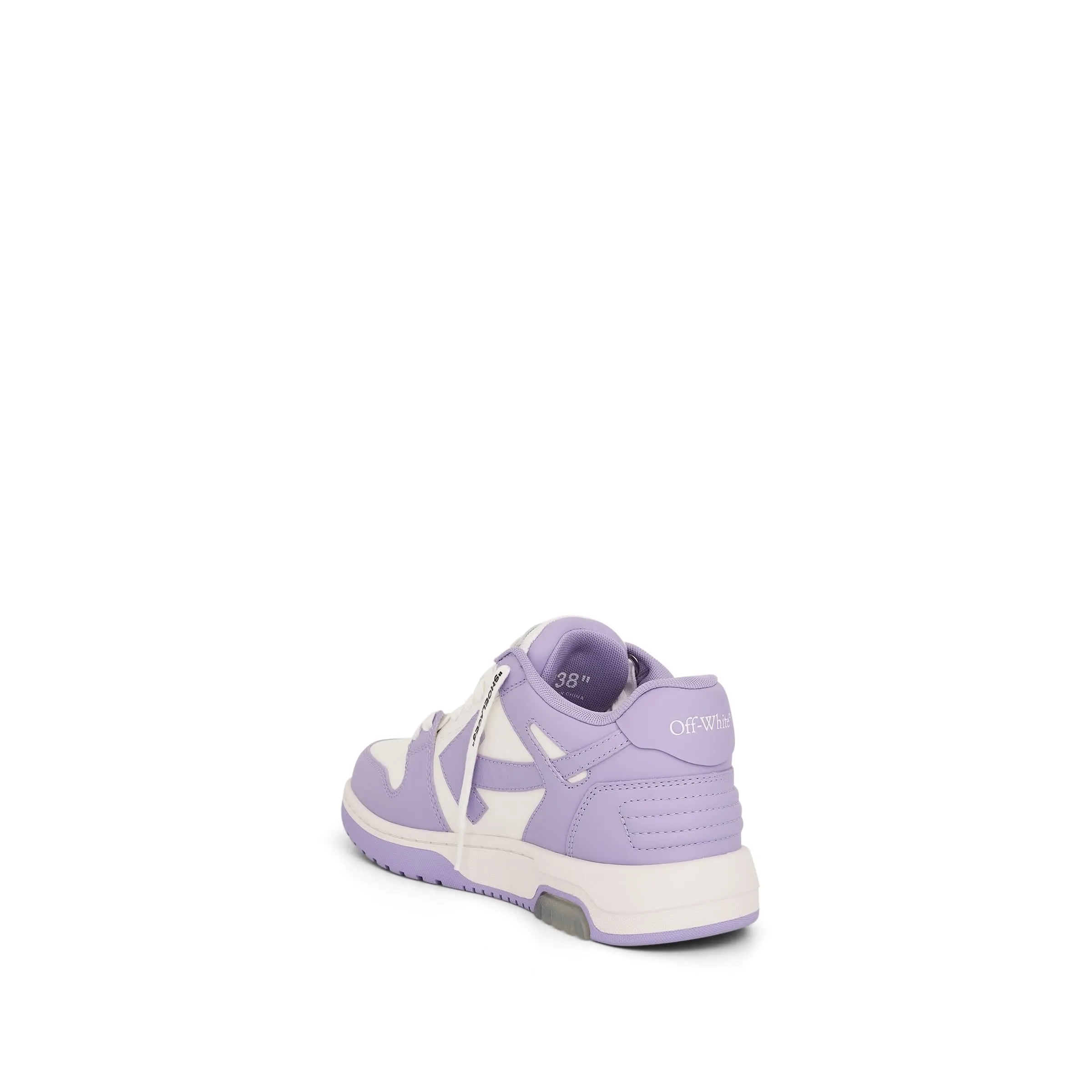 Out of Office Calf Leather Sneakers in White/Lilac Purple