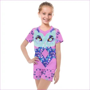 Owl-Some Kids Pink Mesh Tee and Shorts Set