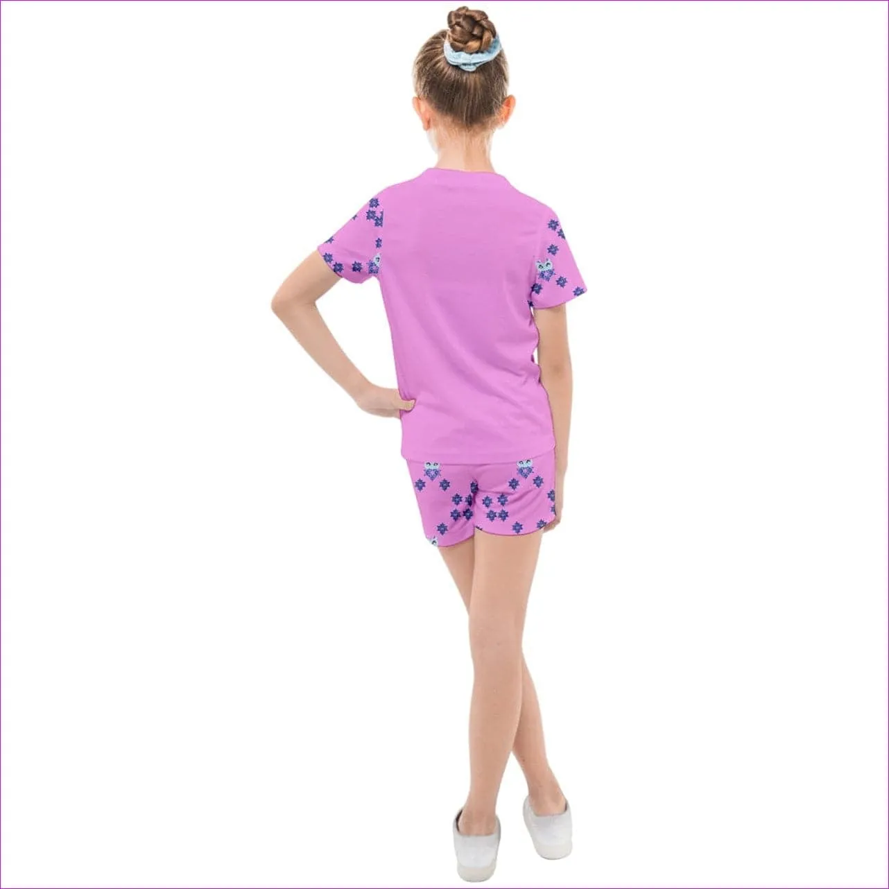 Owl-Some Kids Pink Mesh Tee and Shorts Set