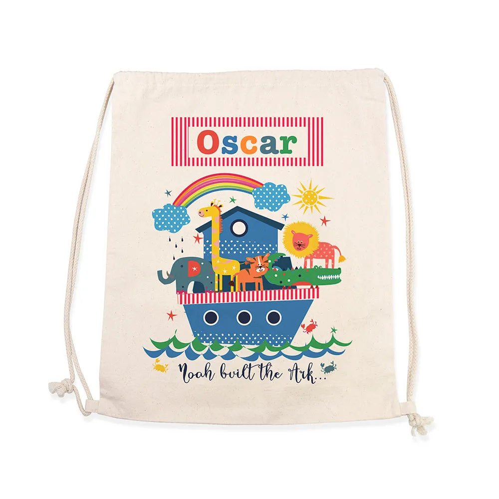 Personalised Kid's Noah's Ark Cotton Pe Kit Bag