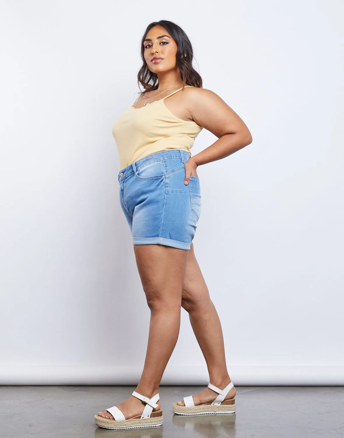 Plus Size Monday Morning Denim Shorts