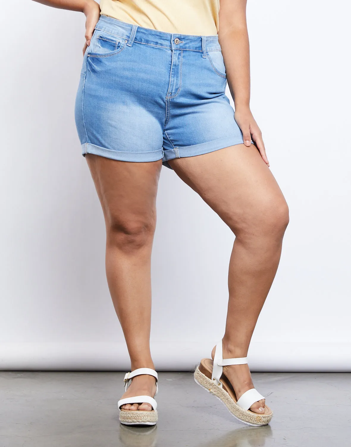 Plus Size Monday Morning Denim Shorts