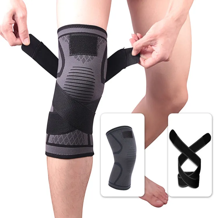 Pressurized Tape Knit Sports Knee Pad, Specification: M (Black)