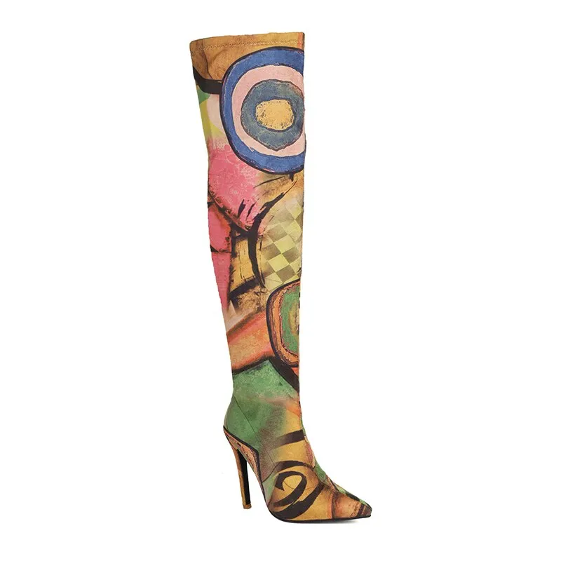 Printed Over-the-Knee Ultra-High Heel Boots