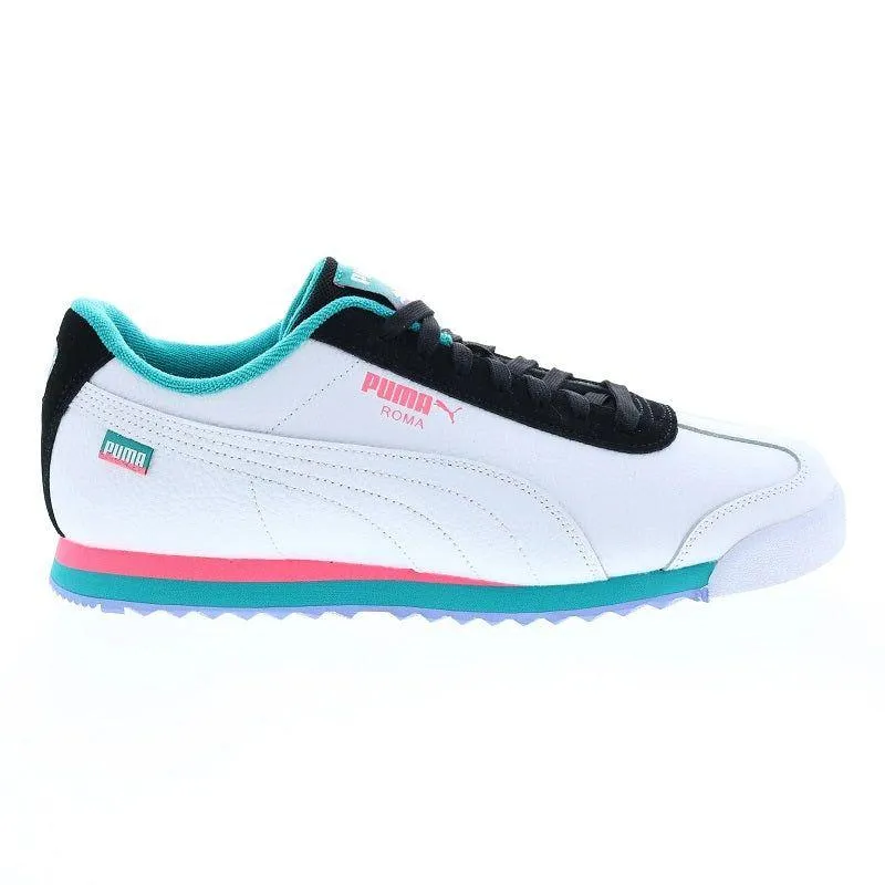 Puma Men's Roma Basic Fandom Shoes - White / Phantom Black / Deep Aqua / Sunset Glow