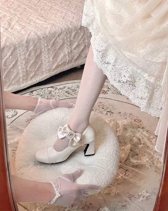 Pure Tea For Dream~Transatlantic Love Poem~Sweet Elegant Lolita  Mid-Heel Daily Shoes