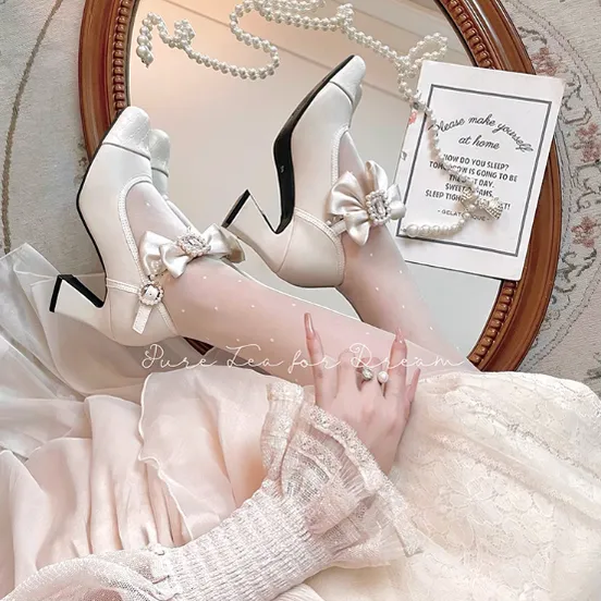 Pure Tea For Dream~Transatlantic Love Poem~Sweet Elegant Lolita  Mid-Heel Daily Shoes