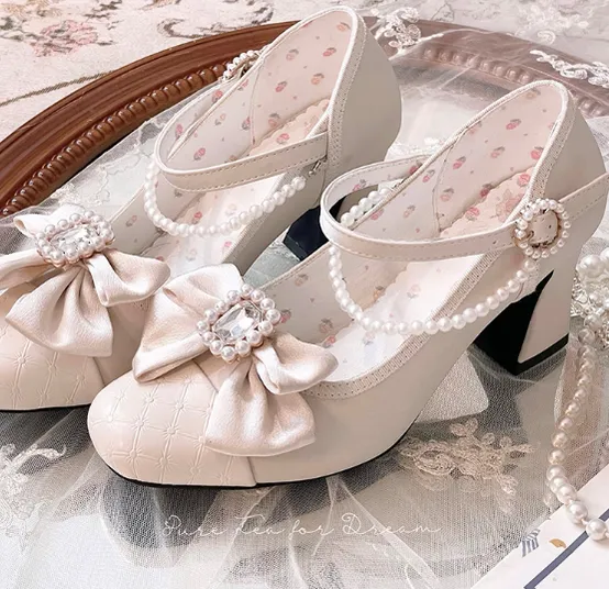 Pure Tea For Dream~Transatlantic Love Poem~Sweet Elegant Lolita  Mid-Heel Daily Shoes