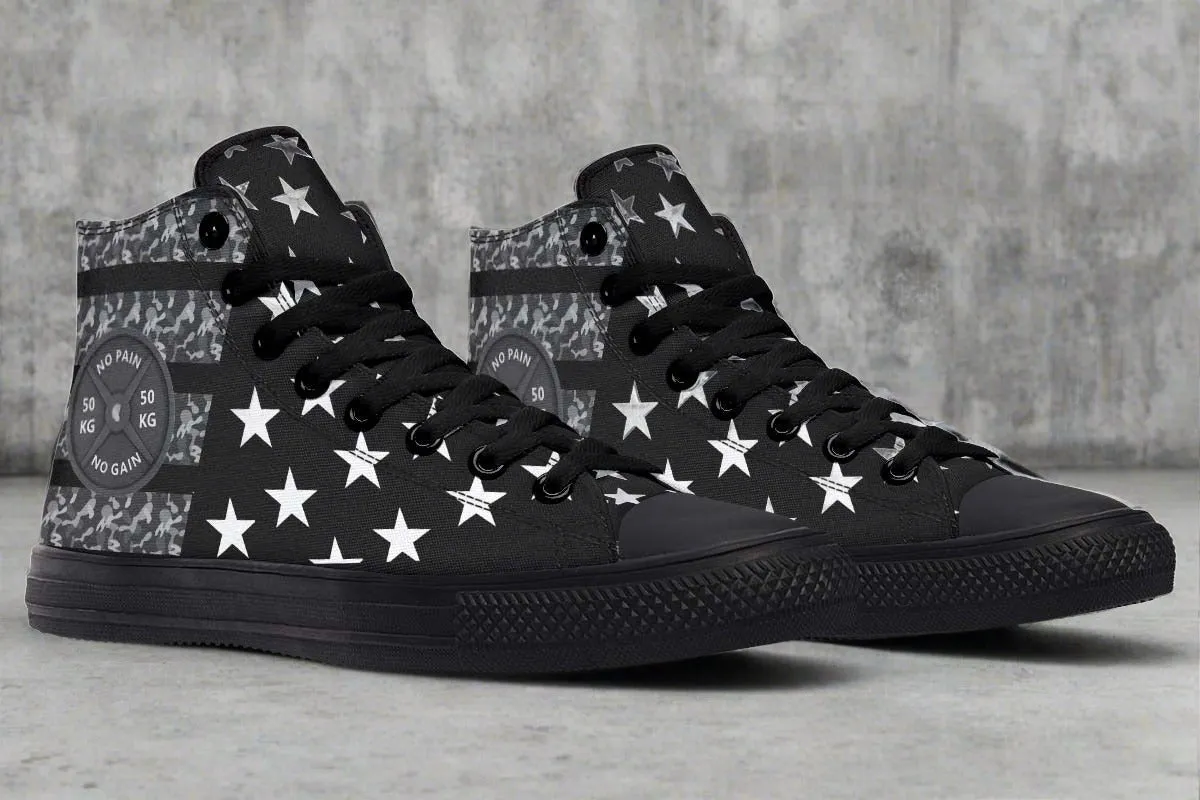 RAAD™ - High-Top Canvas Sneaker - Black Flag Canvas/Black Rubber Sole