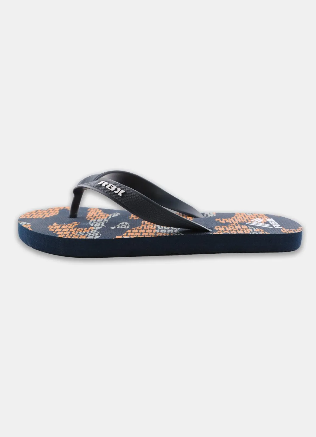 RBX Boy's Camo Printed Footbed Flip Flop Navy/Orange Size 11