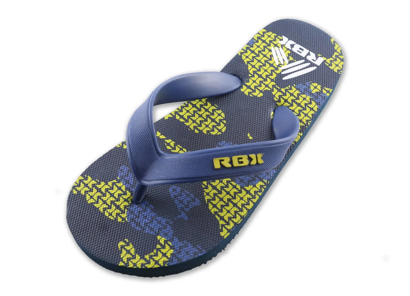 RBX Boy's Camo Printed Footbed Flip Flop Navy/Orange Size 11