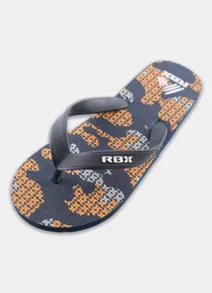 RBX Boy's Camo Printed Footbed Flip Flop Navy/Orange Size 11