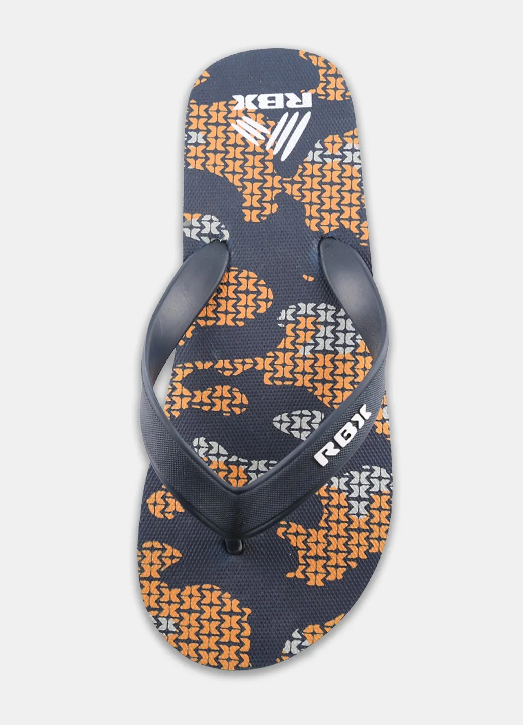 RBX Boy's Camo Printed Footbed Flip Flop Navy/Orange Size 11