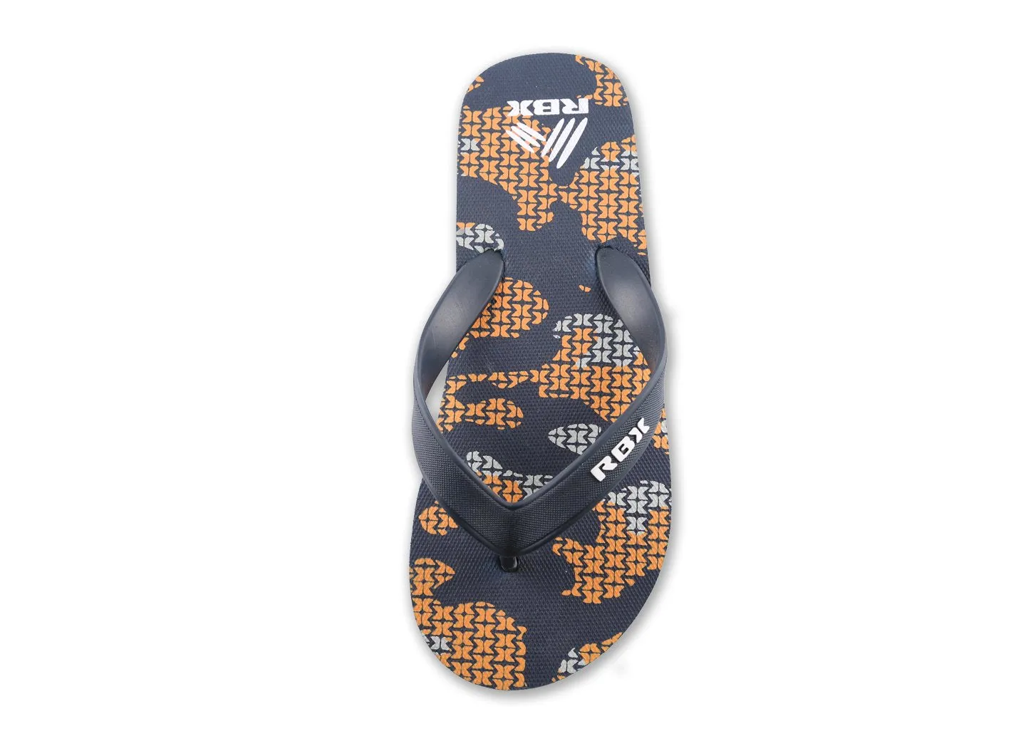 RBX Boy's Camo Printed Footbed Flip Flop Navy/Orange Size 11