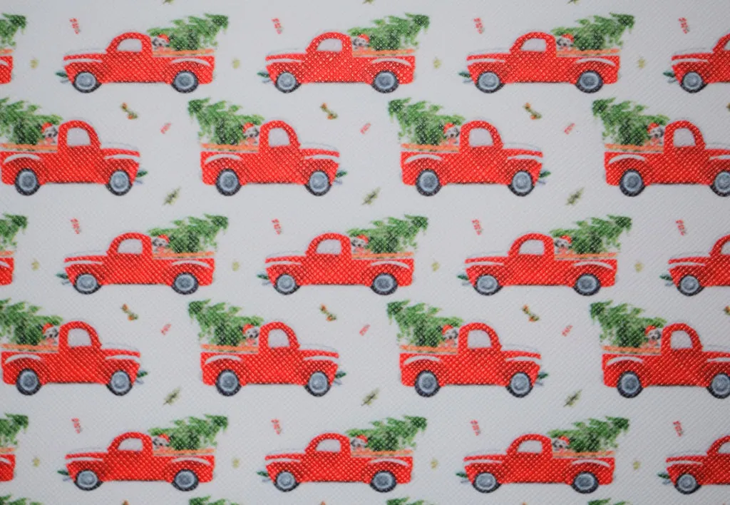 Red Truck Christmas Faux Leather