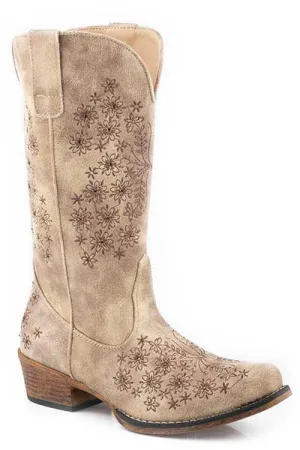 Roper Ladies Riley Flowers Snip Toe Boots Style 09-021-1566-3130