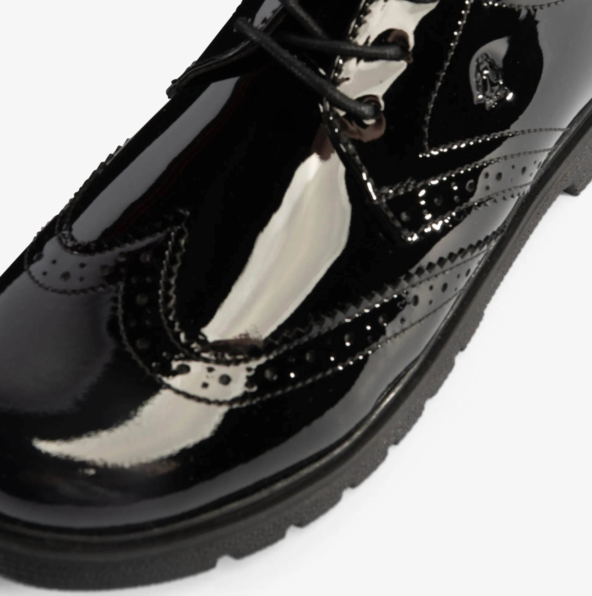 SALLY Girls Leather Lace-Up Shoes Black Patent