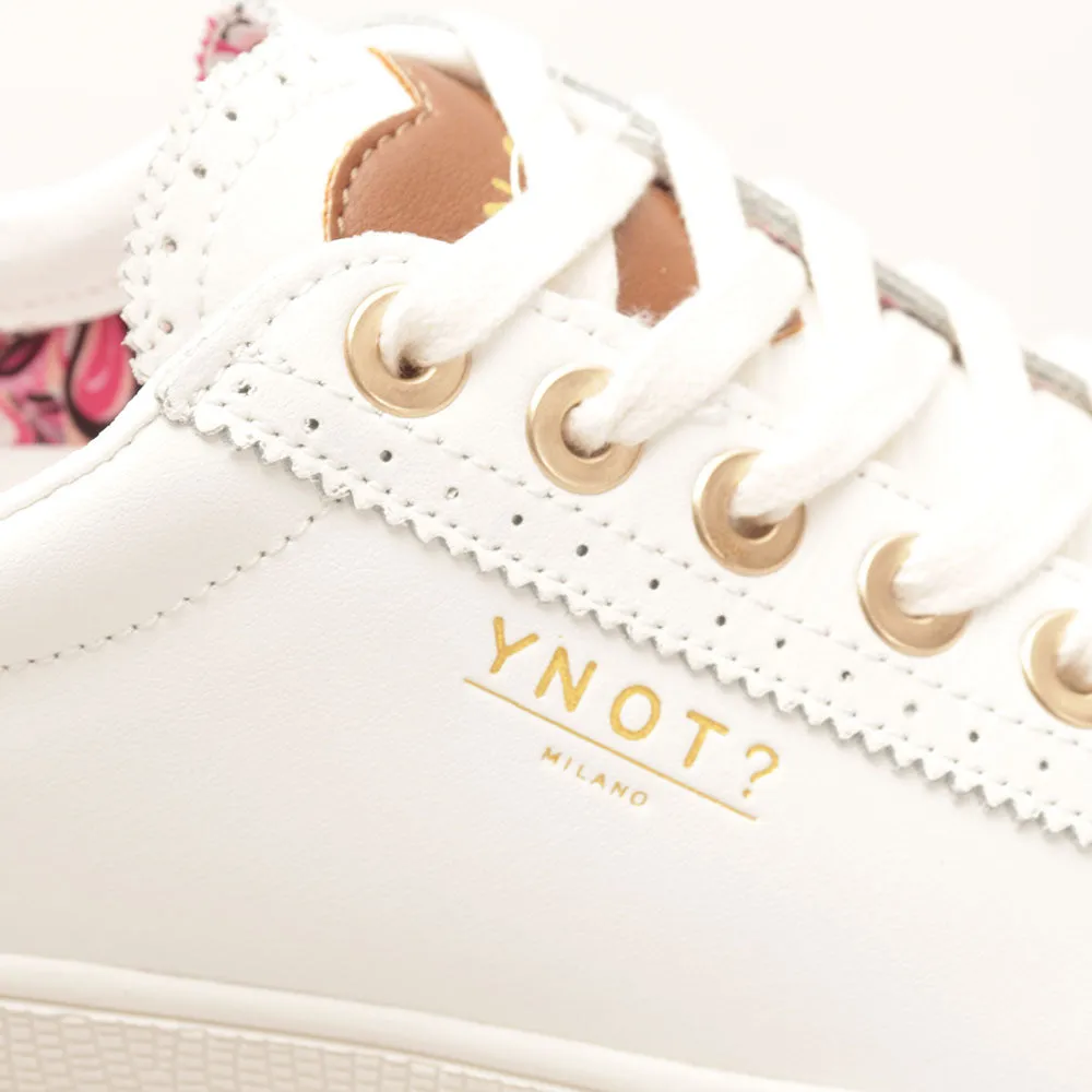 Scarpe Donna Y NOT Sneakers linea YES in Pelle Bianca stampa London