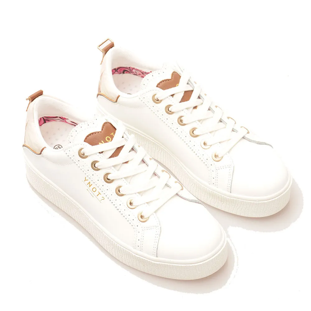 Scarpe Donna Y NOT Sneakers linea YES in Pelle Bianca stampa London