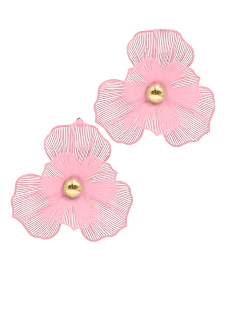 Sejal Flower Earring-Pink