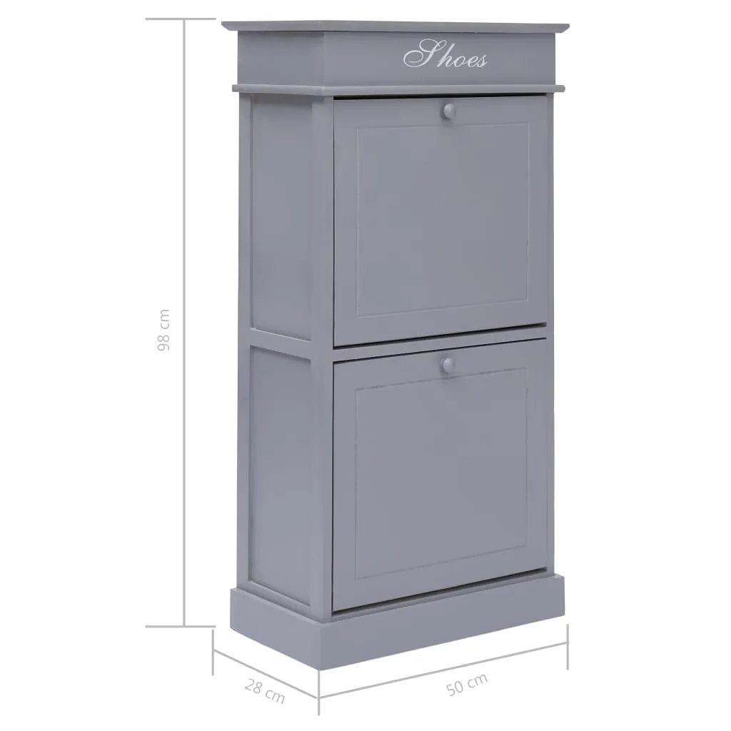 Shoe Cabinet Grey 50x28x98 cm Paulownia Wood