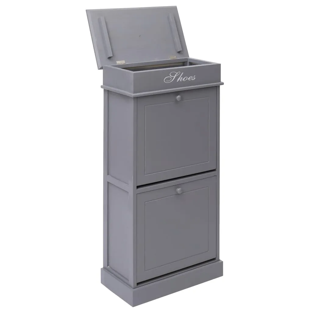 Shoe Cabinet Grey 50x28x98 cm Paulownia Wood