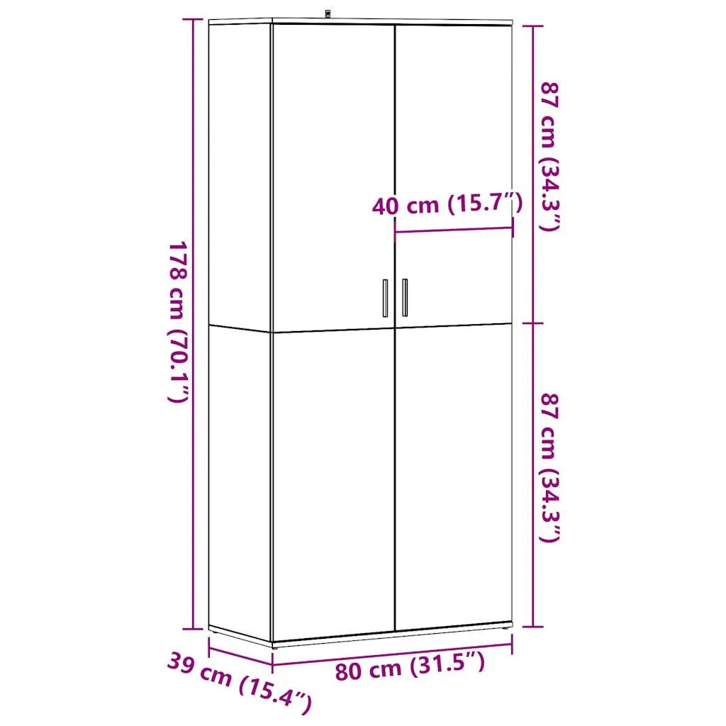 Shoe Cabinet Old Wood 80x39x178 cm Engineered Wood