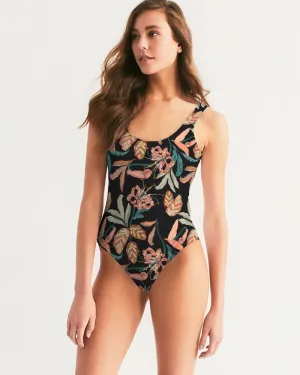 SMF Paradise Floral Black Feminine One-Piece Swimsuit