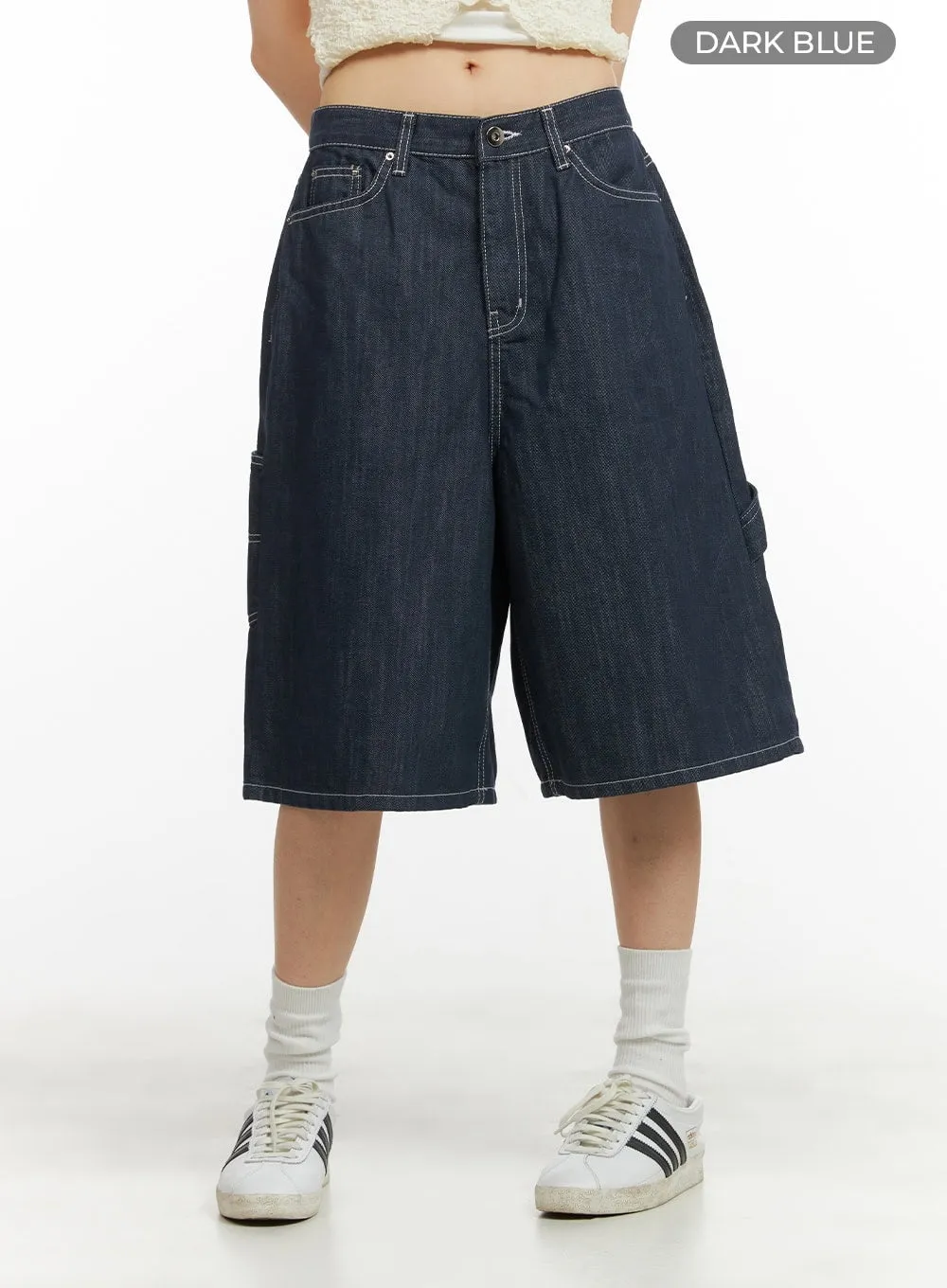 Solid Wide-Leg Bermuda Jorts CY414