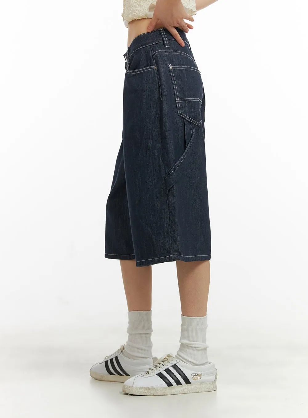 Solid Wide-Leg Bermuda Jorts CY414