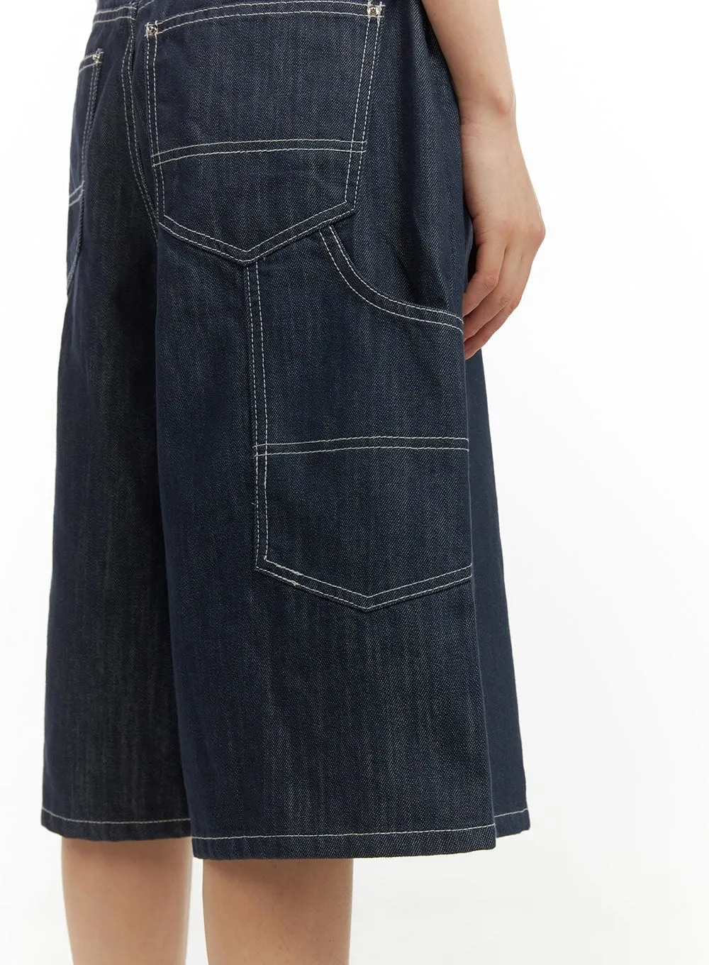 Solid Wide-Leg Bermuda Jorts CY414