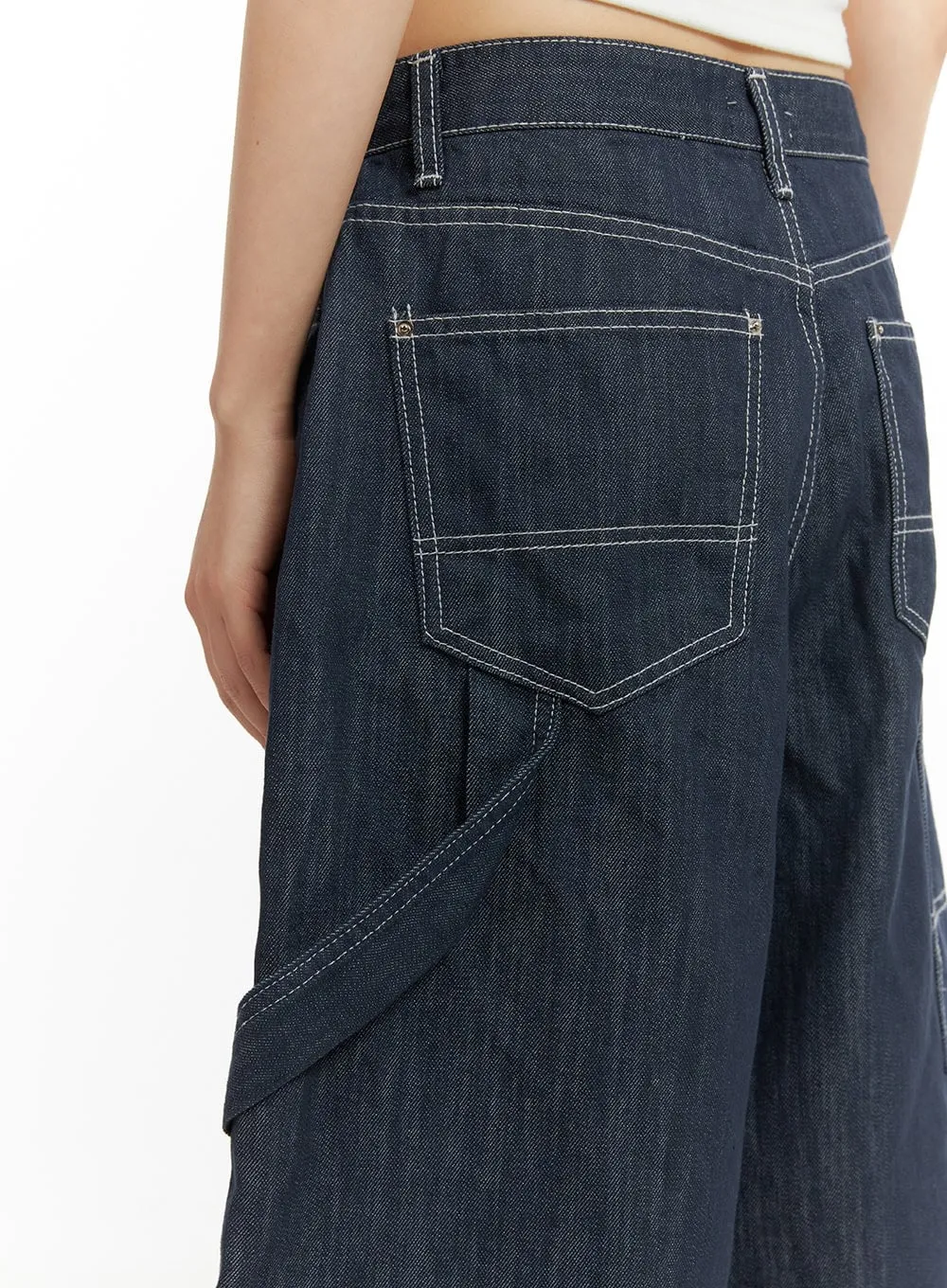 Solid Wide-Leg Bermuda Jorts CY414