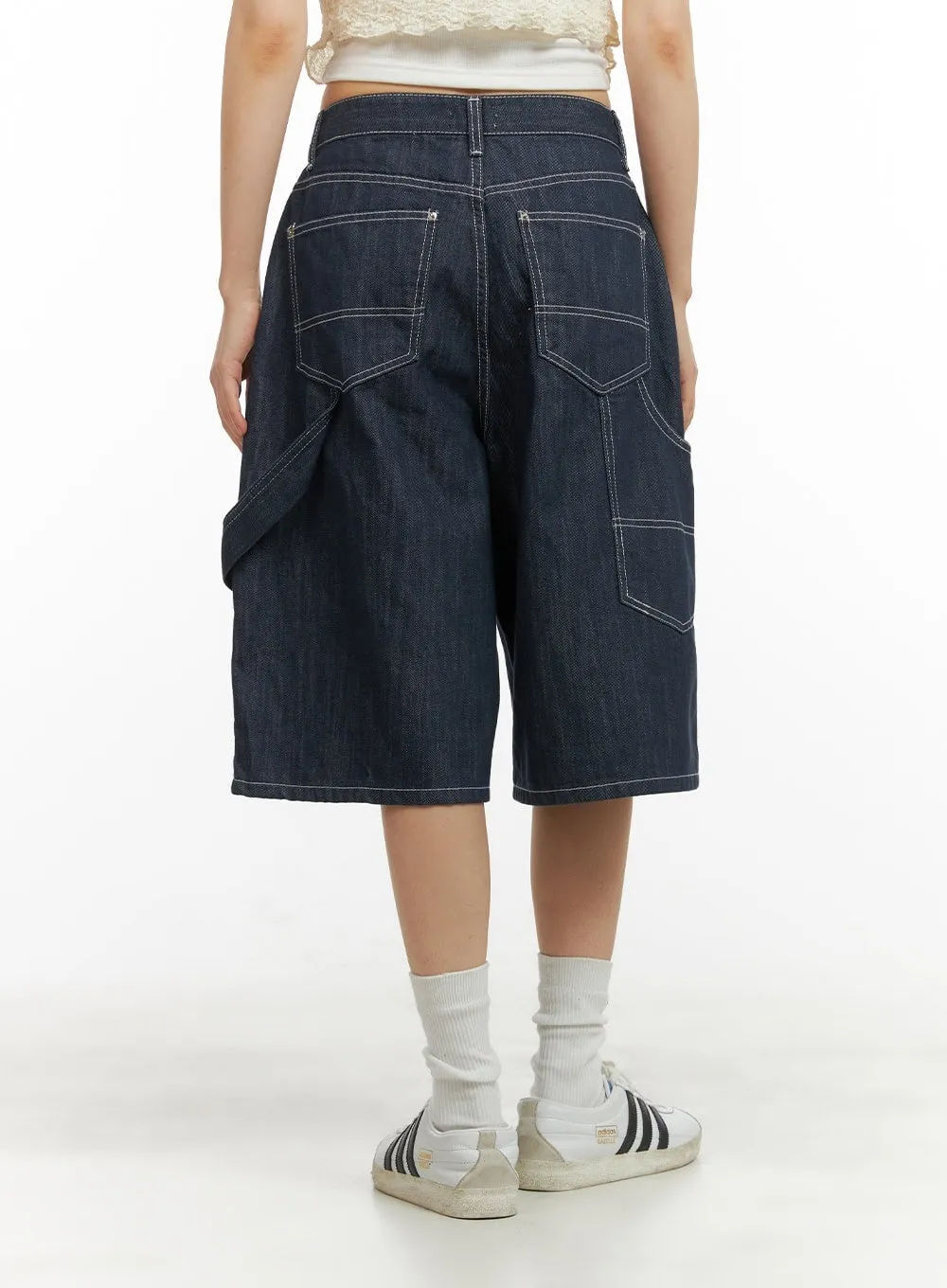 Solid Wide-Leg Bermuda Jorts CY414