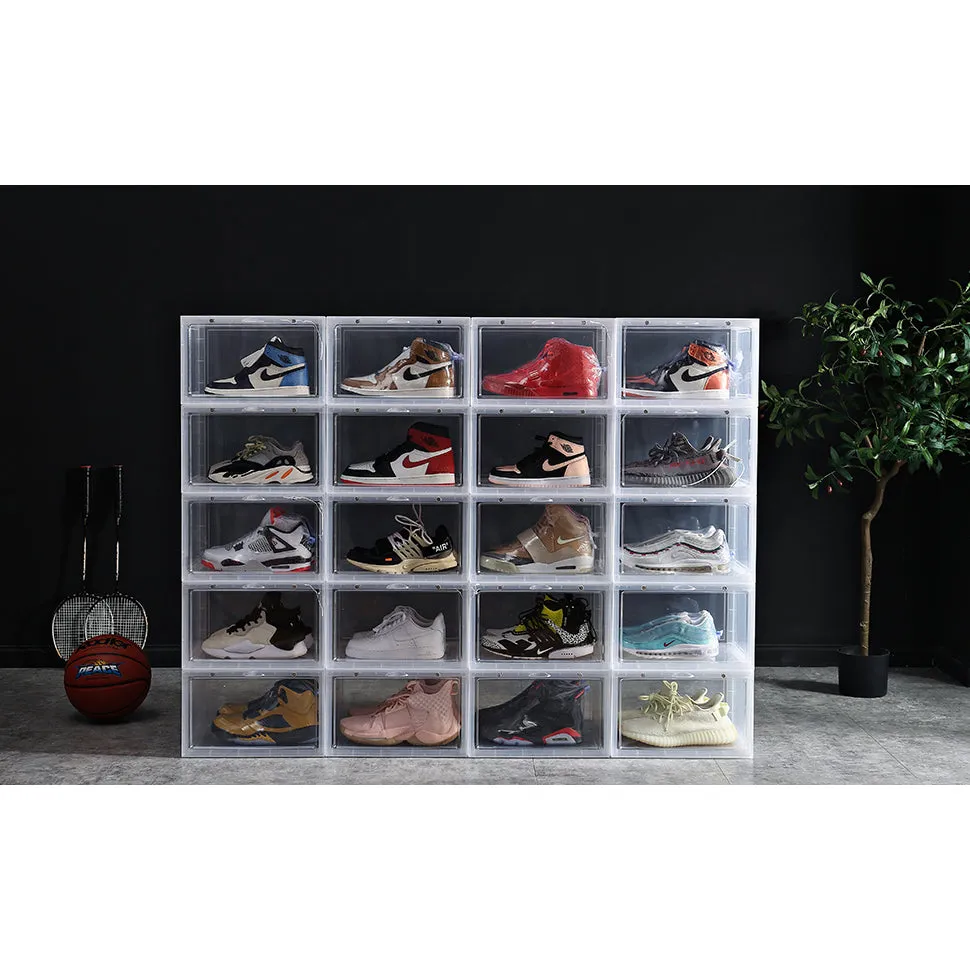 Stackable Clear Sneaker Shoe Box Organizer with Lids 5pack