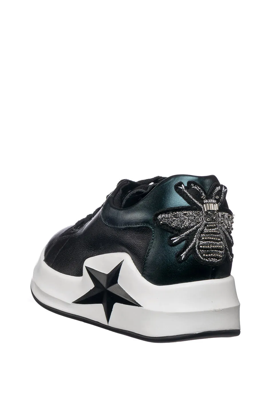 Star-Embellished Platform Sneakers - Black