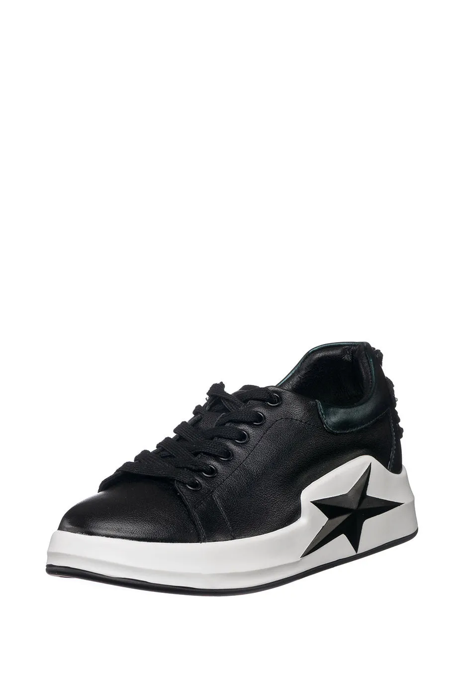 Star-Embellished Platform Sneakers - Black