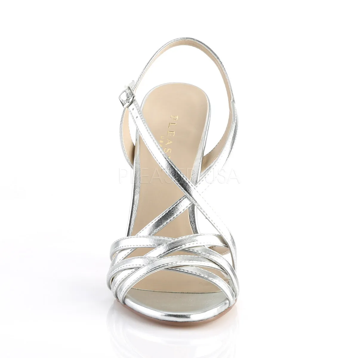 Stiletto Heel Ankle Strap Silver Sandals