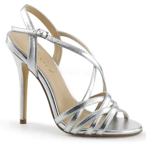 Stiletto Heel Ankle Strap Silver Sandals