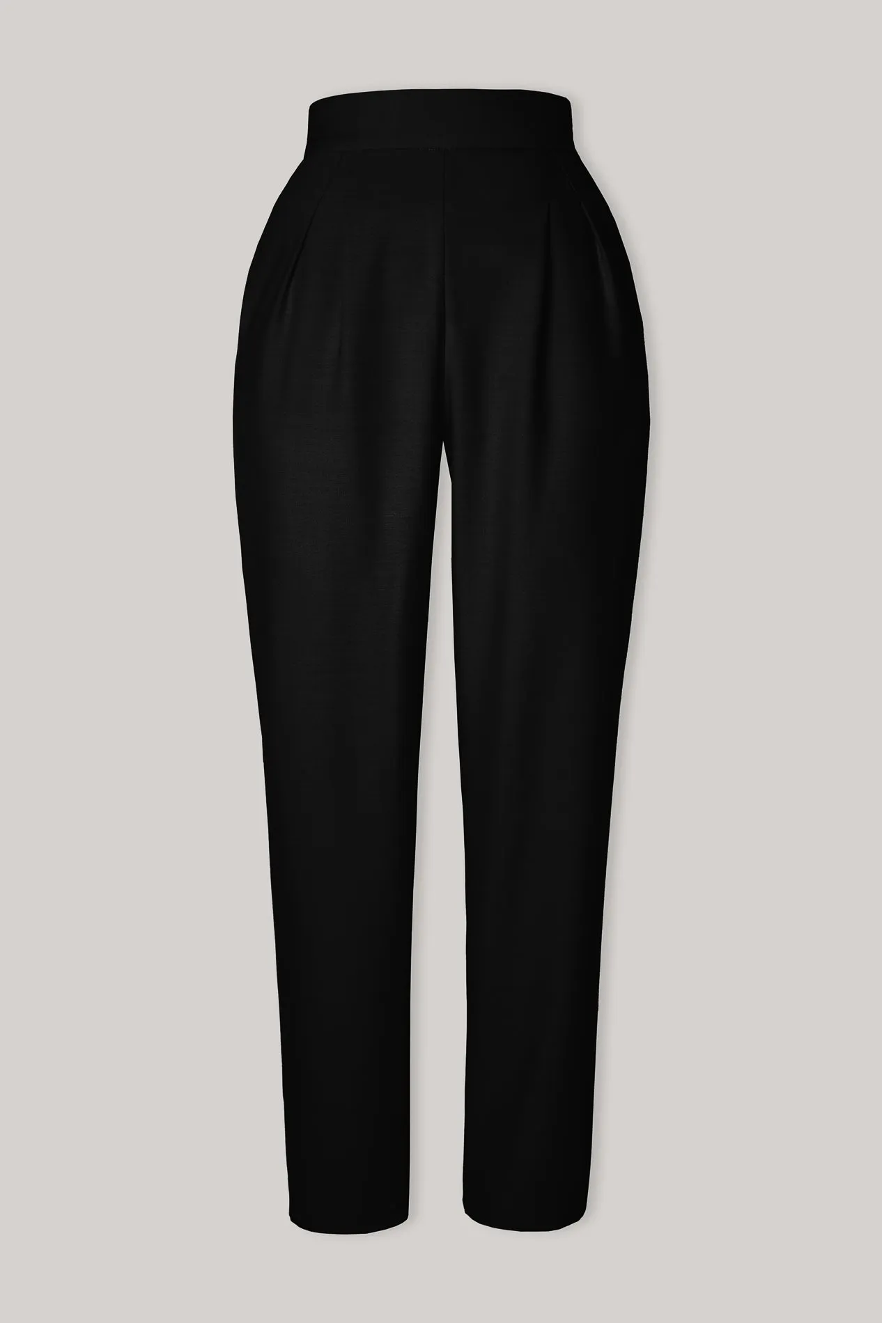 Structured Conic Wool Pants in Black